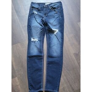 Vintage Mudd Low Rise Skinny Jeans Distressed Dark Wash‎ Denim Size 5 Y2K
